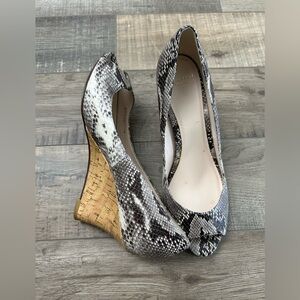 Cole Haan Snakeskin 3 Inch Wedges with Cork Heel - New Condition